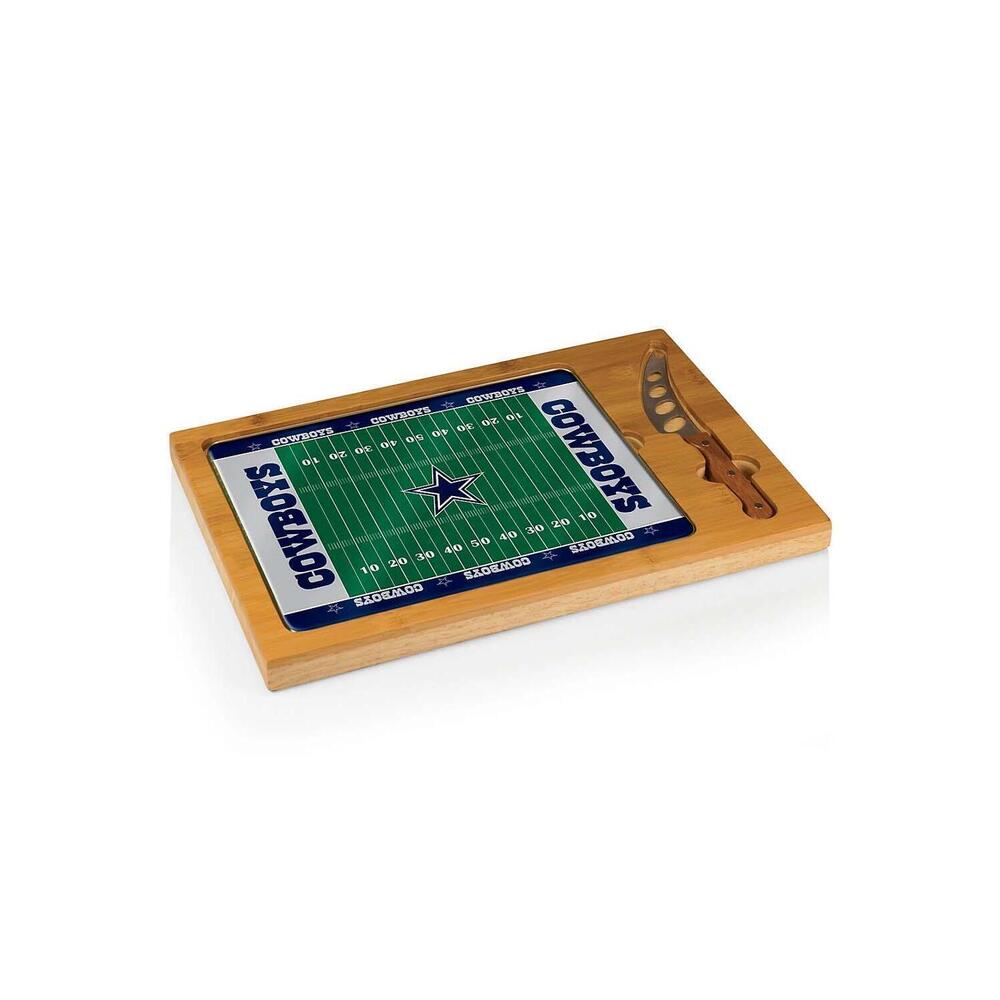 Picnic Time Dallas Cowboys Icon Glass Top Cutting Board and Knife